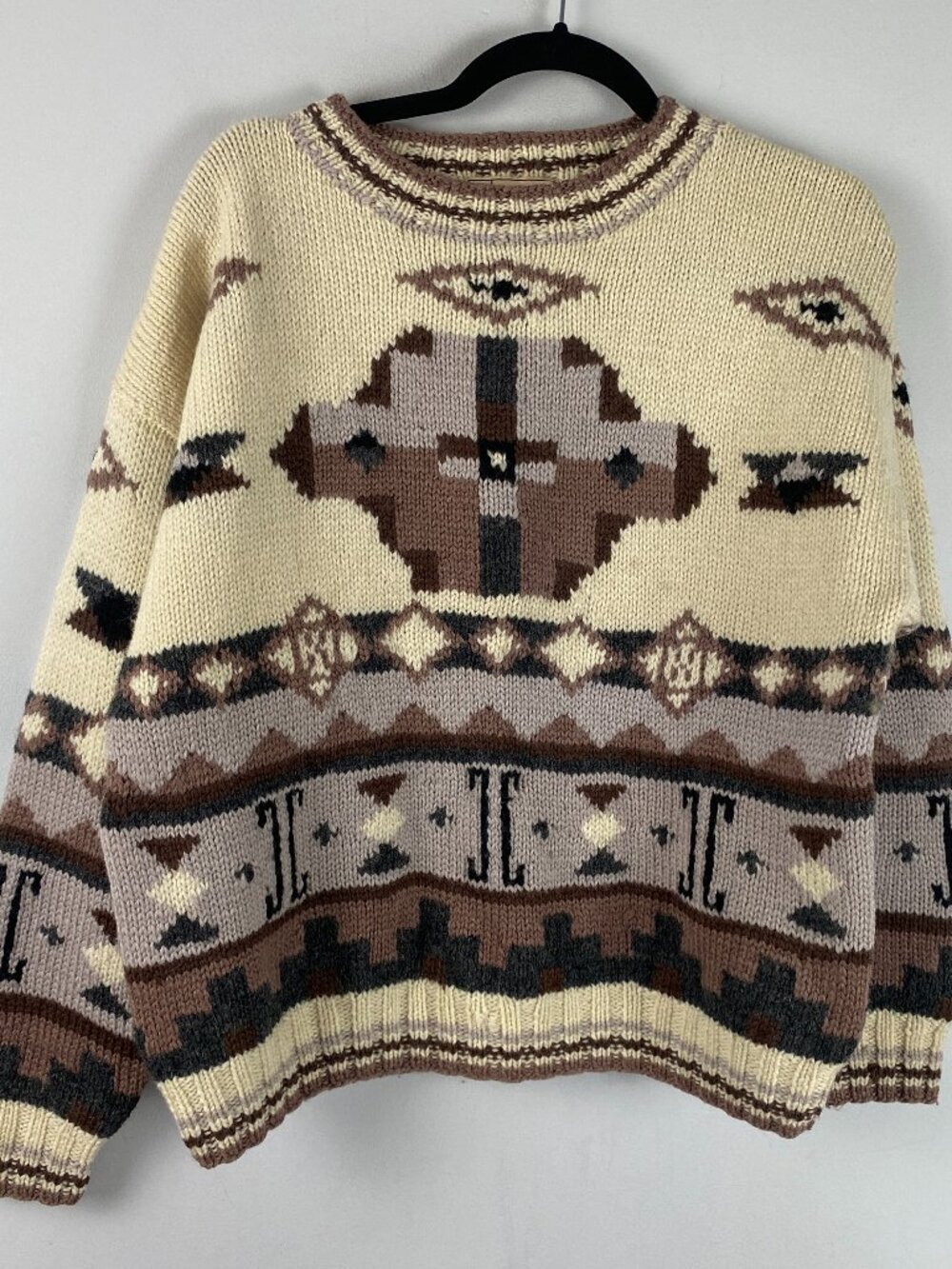 Vintage LL Bean Pure Wool Southwest Aztec Sweater Womens M Pullover Crew Neck